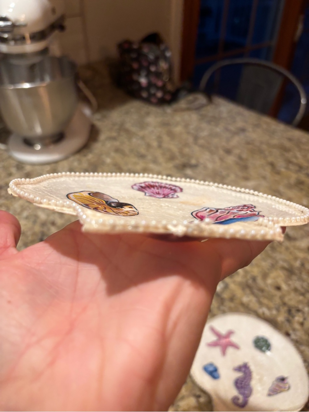 Handmade Seashell Jewelry Dish | Coastal Trinket Tray Decor - Picture 3 of 8